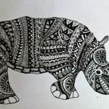 Zentangle inspired animal Rhino