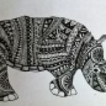 Zentangle inspired animal Rhino